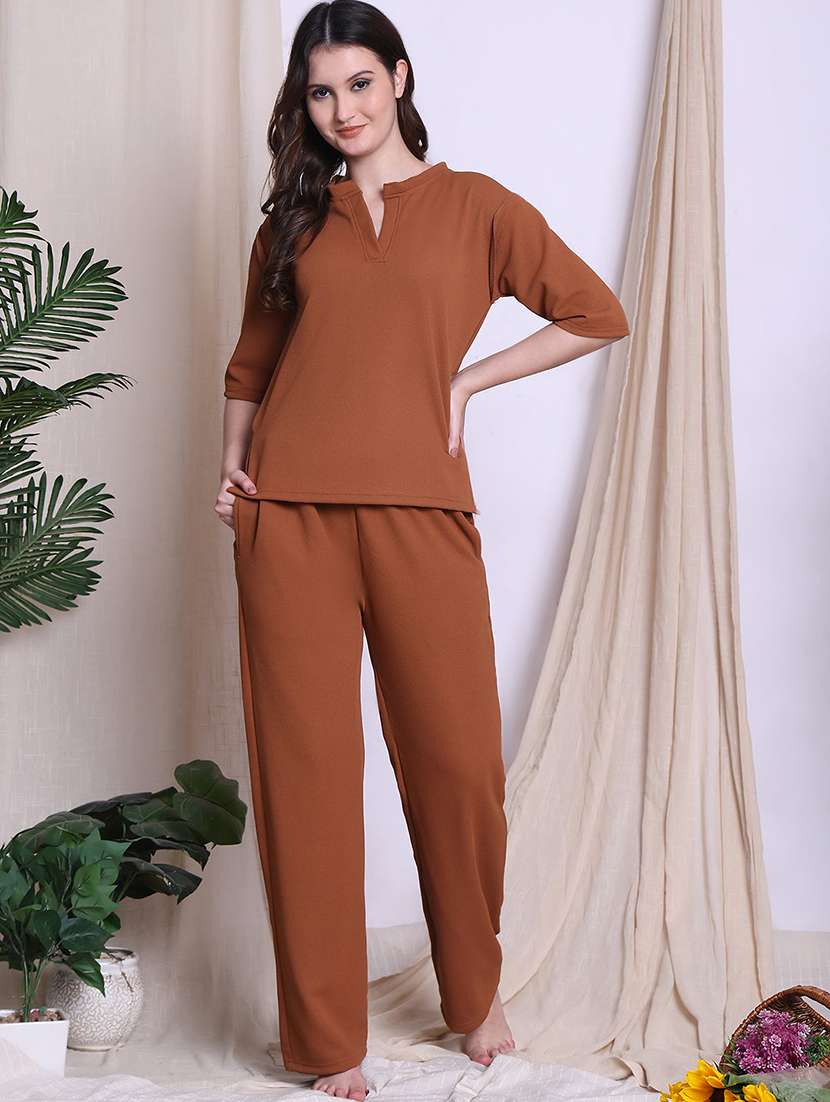 women solid nightwear pyjama set - 22441218 -  Standard Image - 1