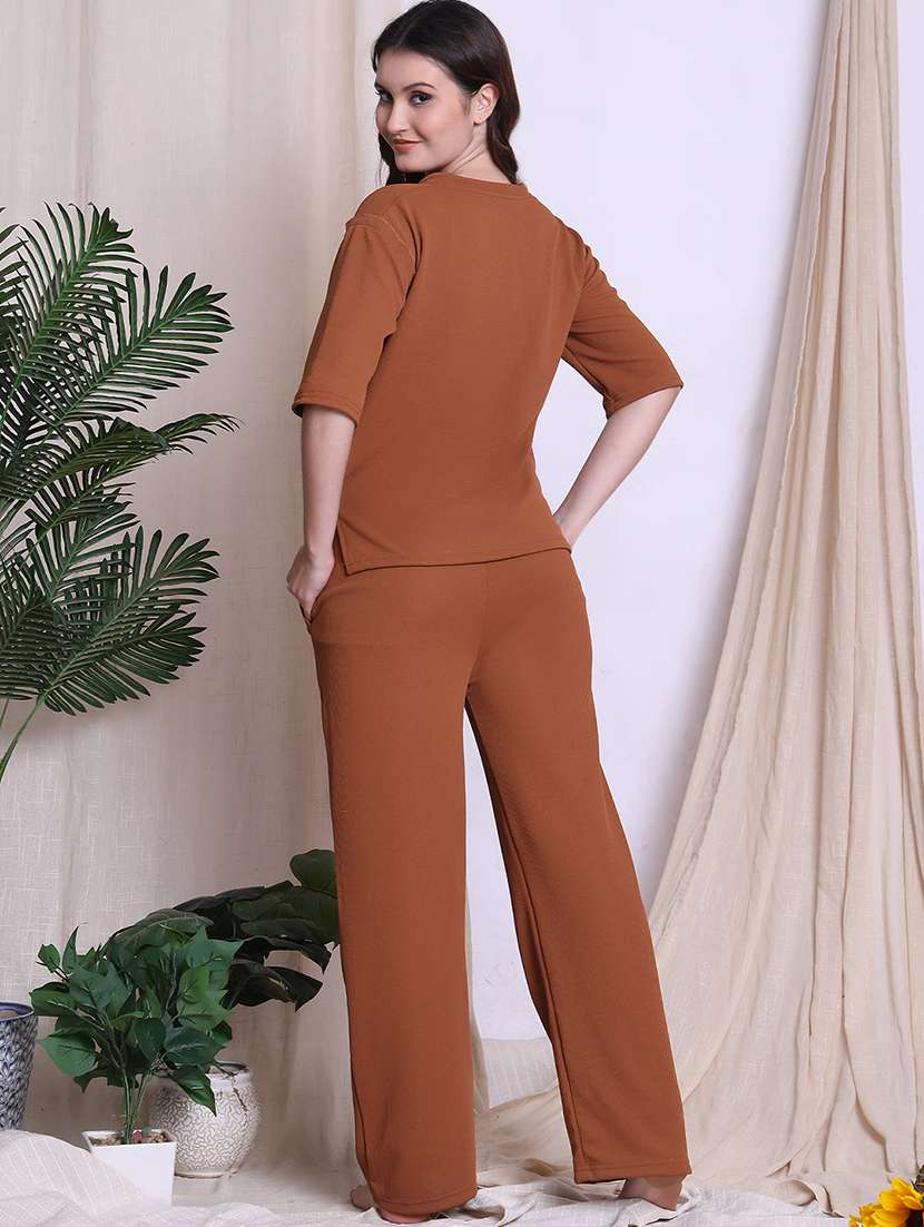 women solid nightwear pyjama set - 22441218 -  Standard Image - 4