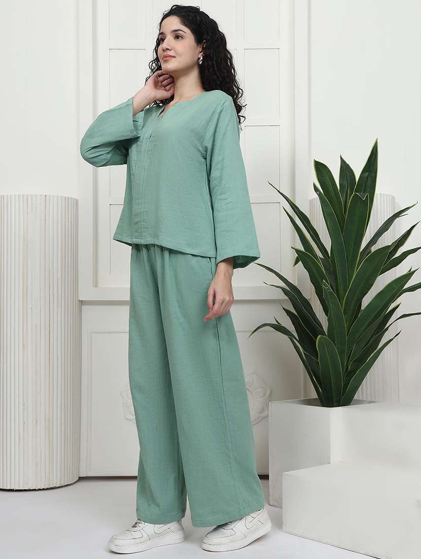 women solid nightwear pyjama set - 22441224 -  Standard Image - 4