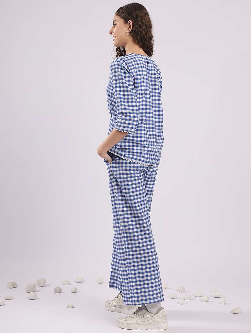 women checkered nightwear pyjama set - 22441240 -  Standard Image - 4