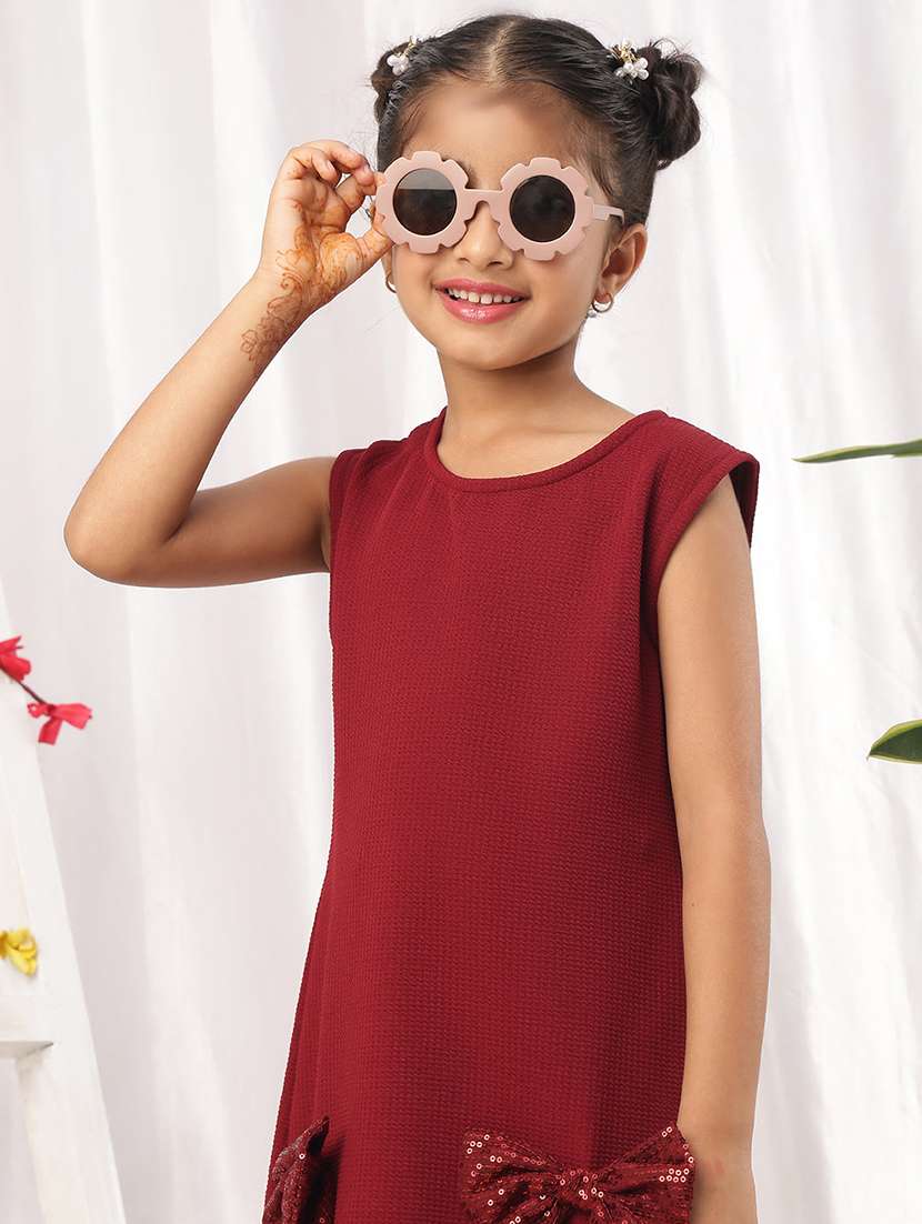 girls maroon polyester a-line dress - 22441251 -  Standard Image - 1