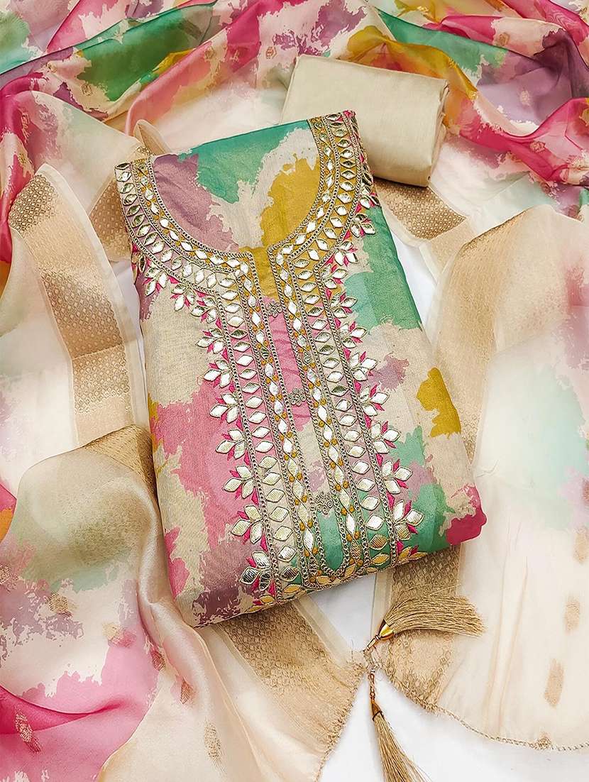 women printed unstitched suit set