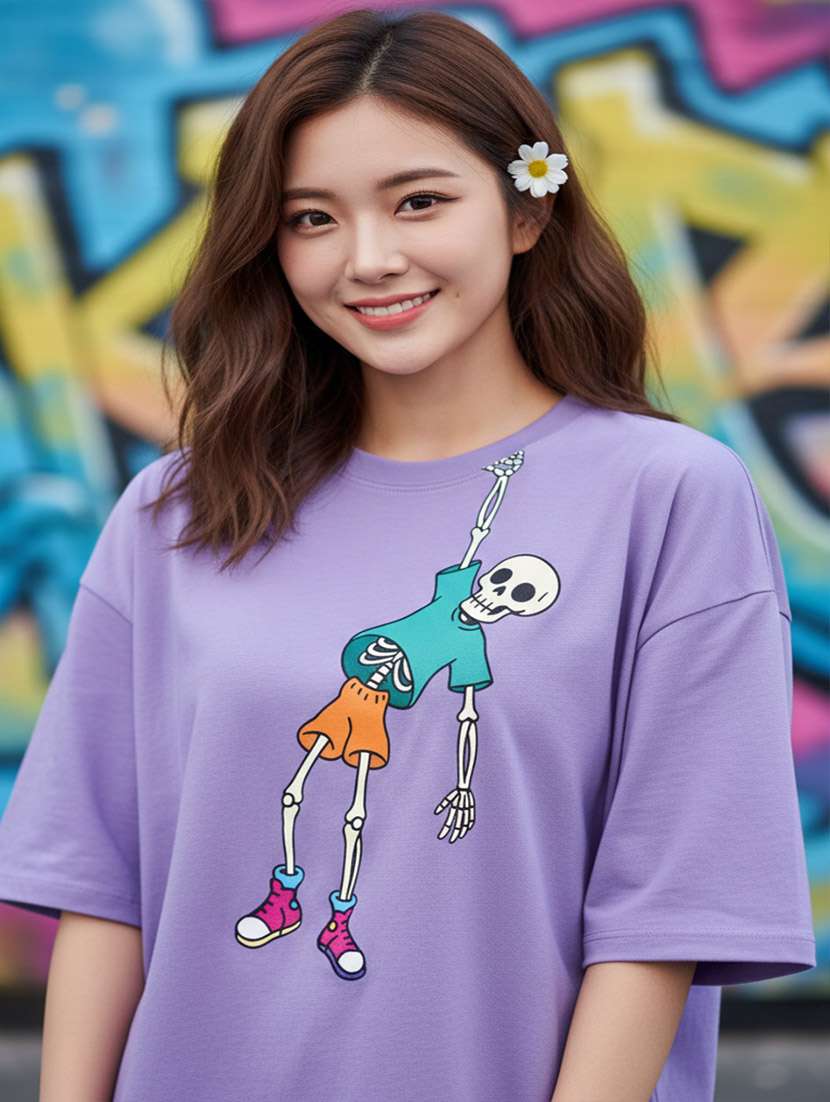 women graphic drop shoulder oversized t-shirt - 22441434 -  Standard Image - 1