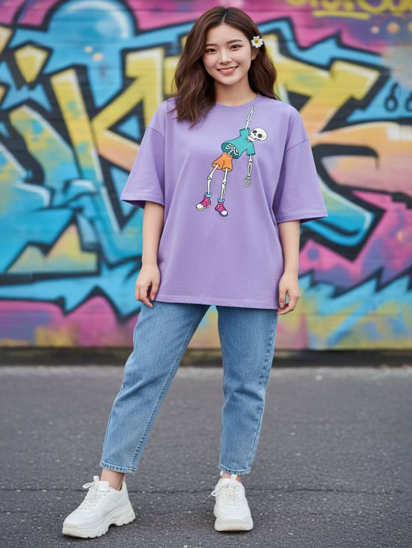 women graphic drop shoulder oversized t-shirt - 22441434 -  Standard Image - 4