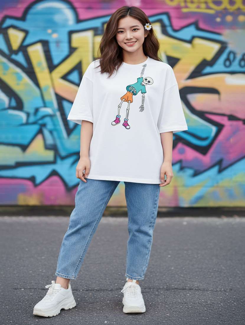 women graphic drop shoulder oversized t-shirt - 22441436 -  Standard Image - 4