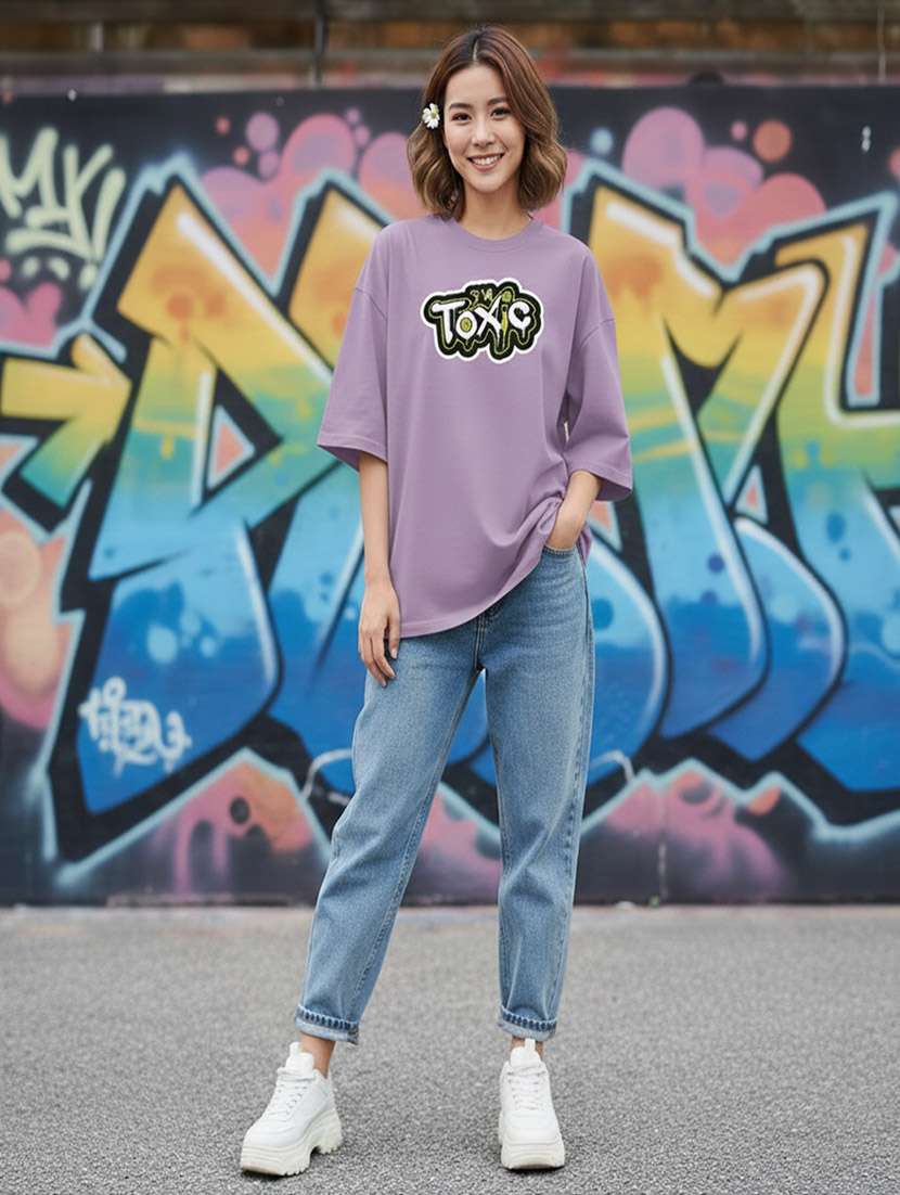 women typographic drop shoulder oversized t-shirt - 22441440 -  Standard Image - 4