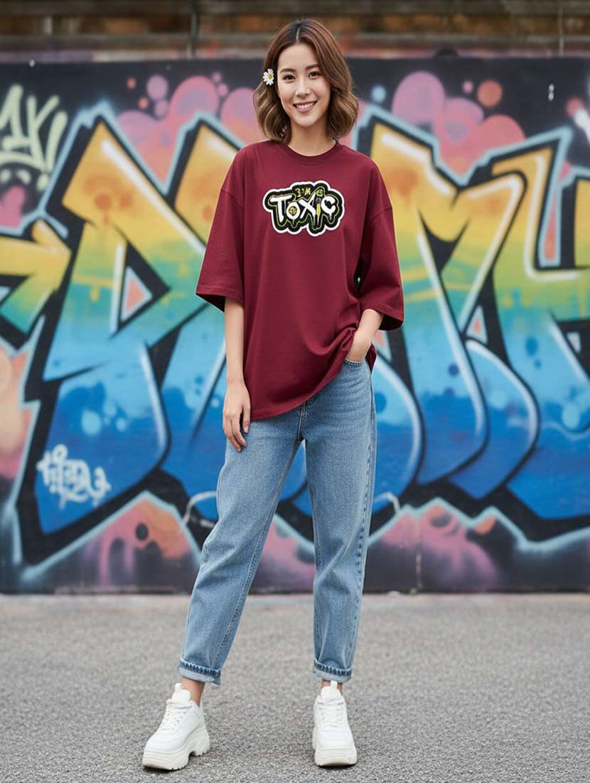 women typographic drop shoulder oversized t-shirt - 22441441 -  Standard Image - 4