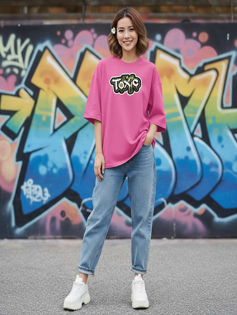 women typographic drop shoulder oversized t-shirt - 22441442 -  Standard Image - 4