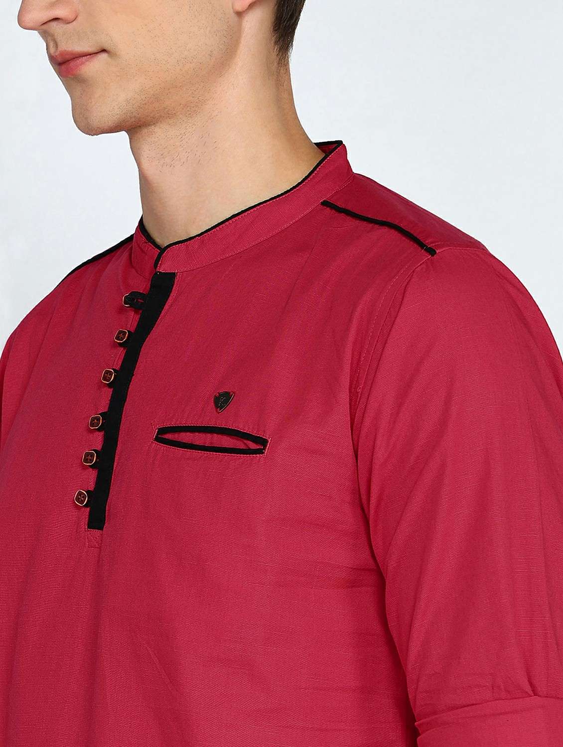 men solid mandarin neck short kurta - 22441447 -  Standard Image - 1