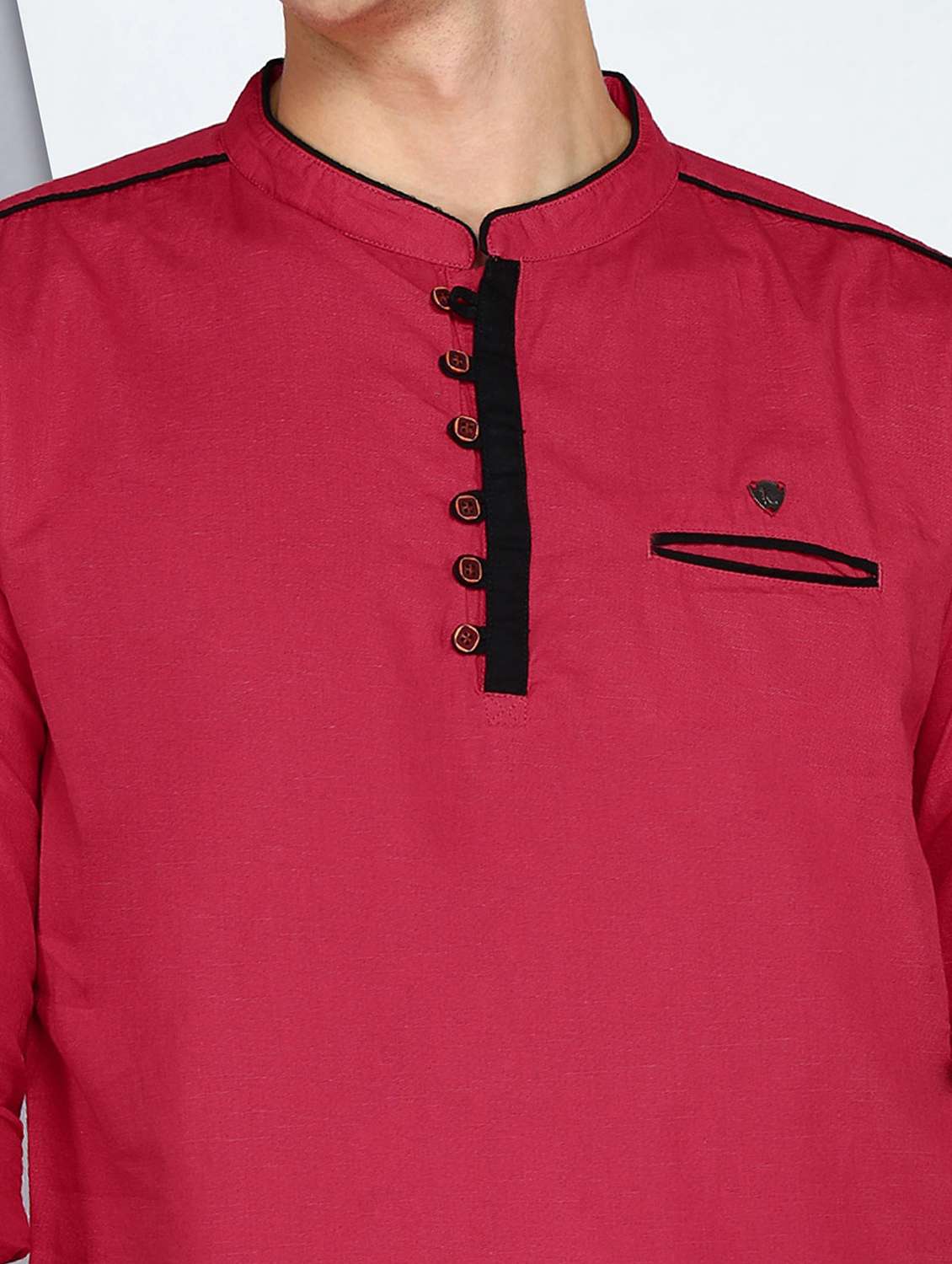men solid mandarin neck short kurta - 22441447 -  Standard Image - 4