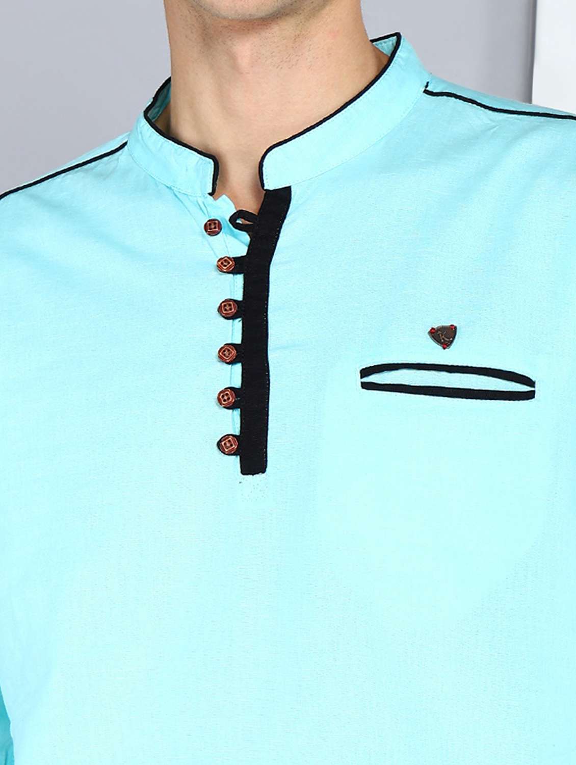 men solid mandarin neck short kurta - 22441448 -  Standard Image - 4