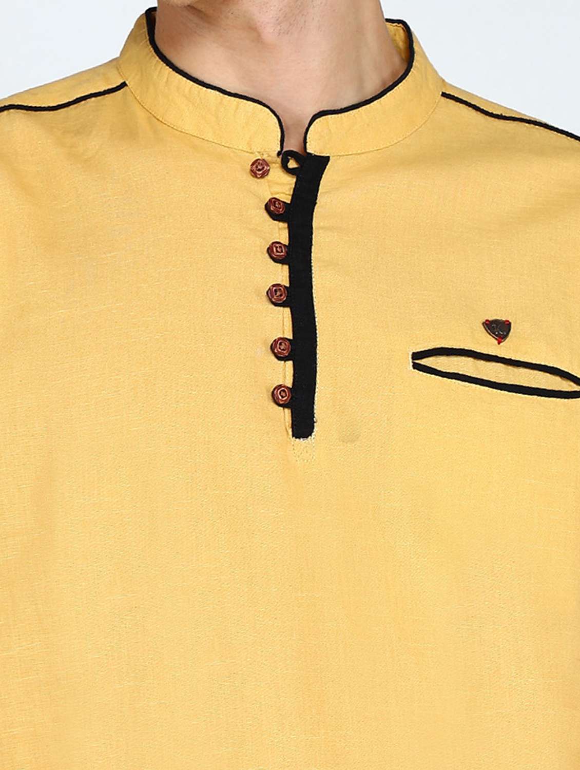 men solid mandarin neck short kurta - 22441452 -  Standard Image - 4