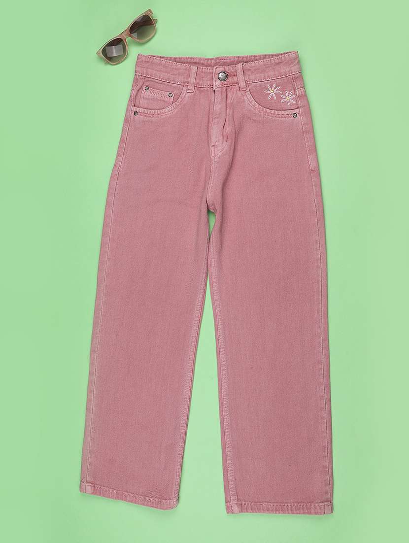 girls plain mid rise straight jeans - 22441525 -  Standard Image - 1