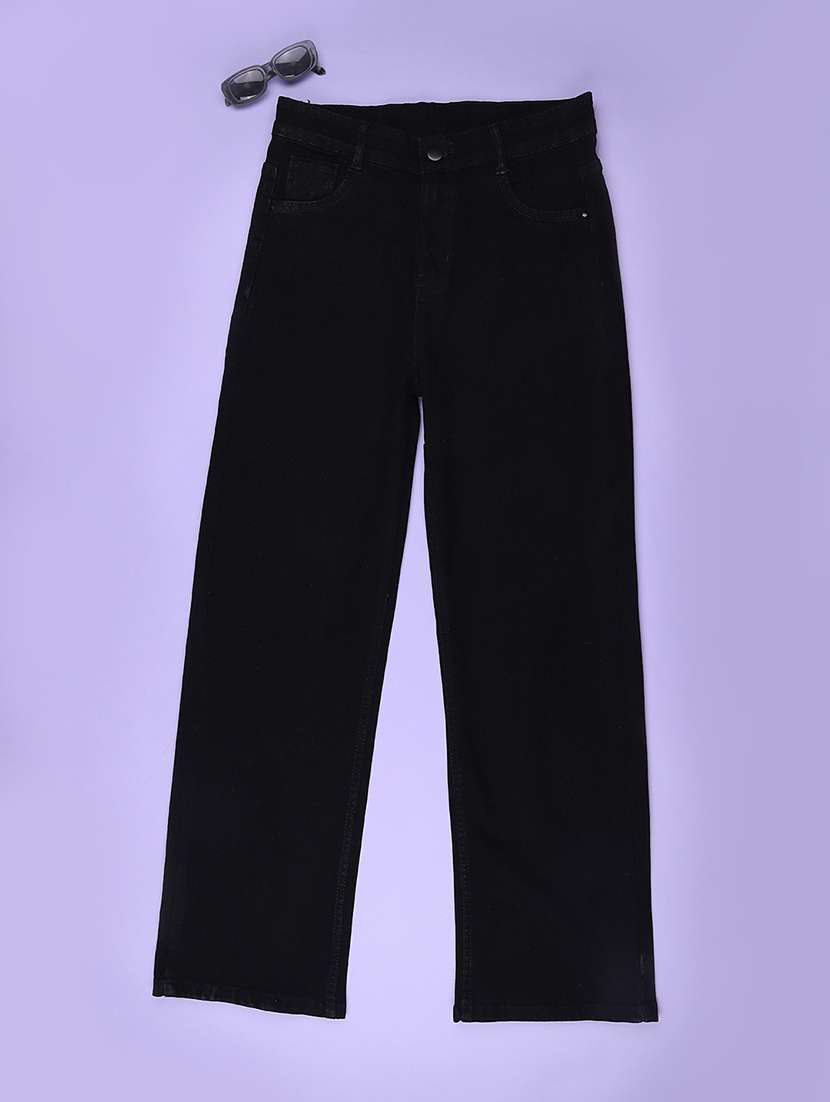 girls solid mid rise straight fit jeans - 22441529 -  Standard Image - 1
