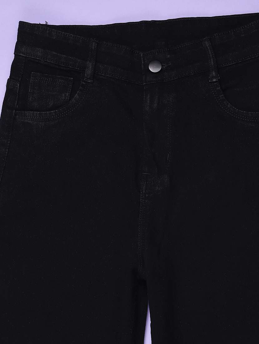girls solid mid rise straight fit jeans - 22441529 -  Standard Image - 4