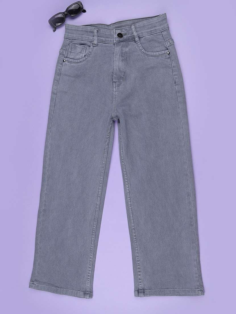 girls washed mid rise straight fit jeans - 22441532 -  Standard Image - 1