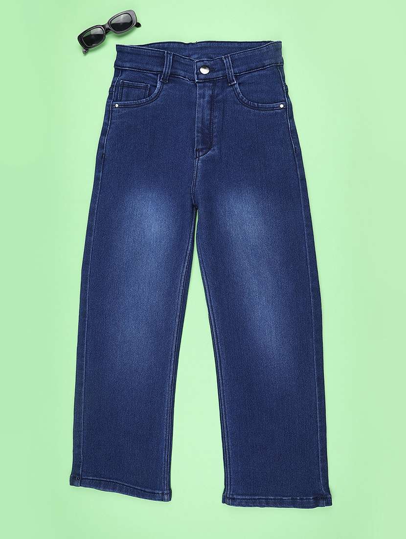 girls washed mid rise straight jeans - 22441533 -  Standard Image - 1