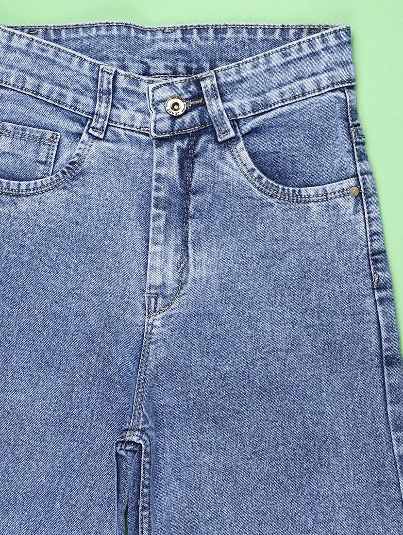 girls washed mid rise wide leg jeans - 22441537 -  Standard Image - 4