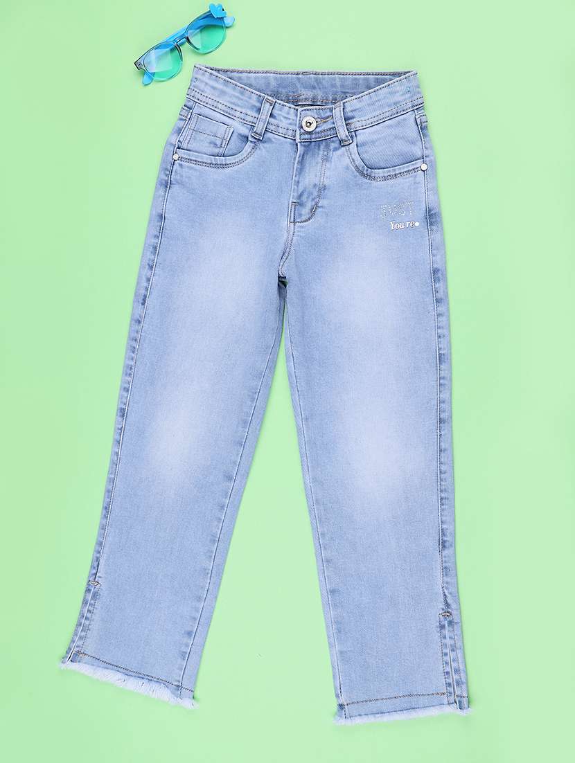 girls washed mid rise slim fit jeans - 22441555 -  Standard Image - 1