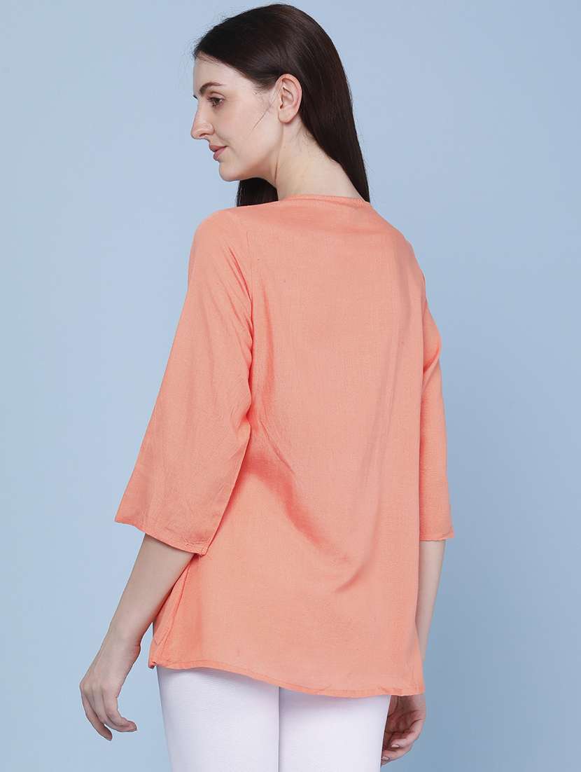Women Embroidered Notch Neck A-line Top - 22441607 -  Standard Image - 4