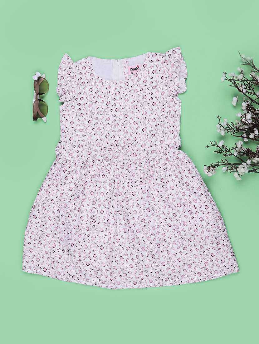Girls Printed Ruffle Sleeves Frock - 22441612 -  Standard Image - 1