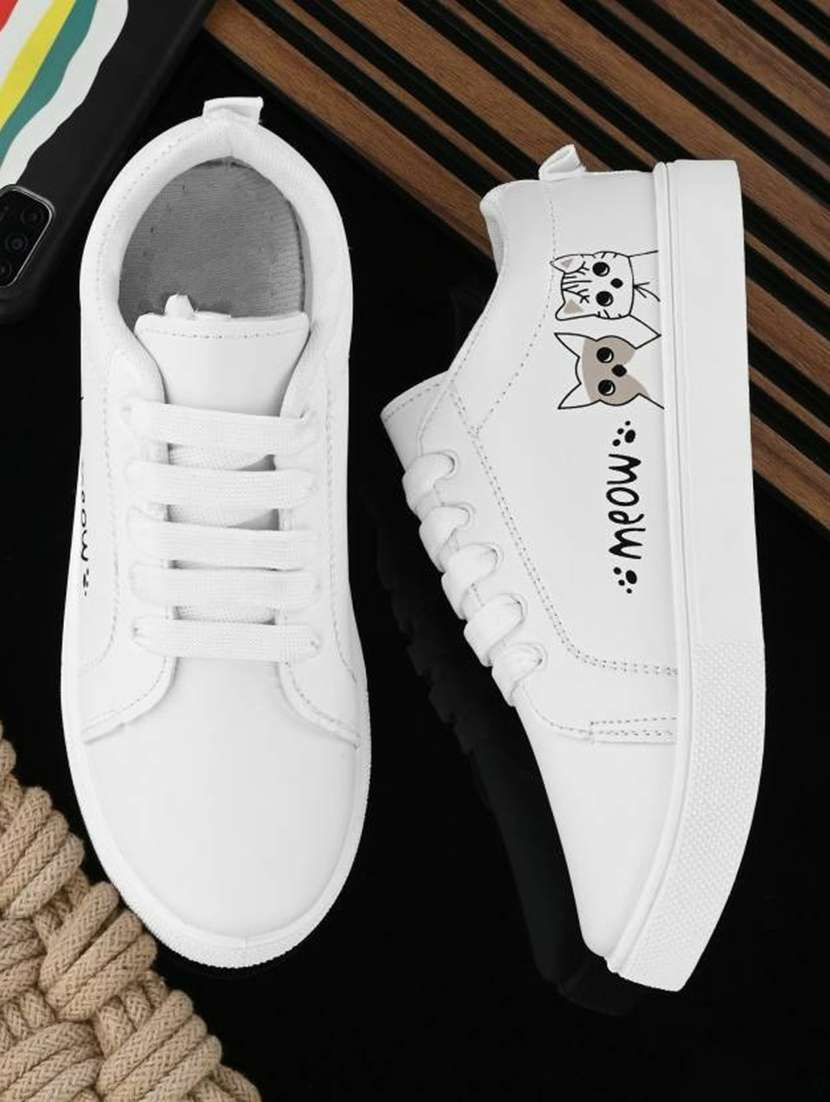 women printed lace-up casual shoe