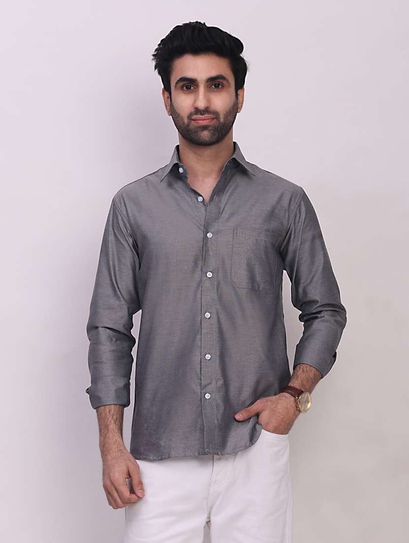 men solid long sleeve regular fit casual shirt