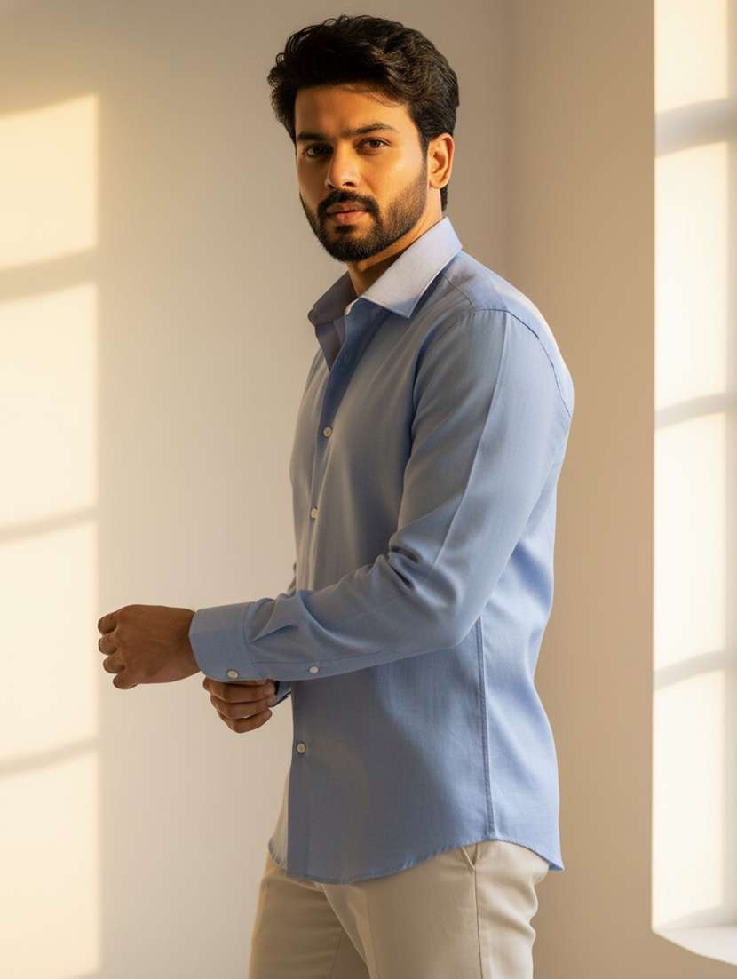 men solid long sleeve regular fit casual shirt - 22442805 -  Standard Image - 1