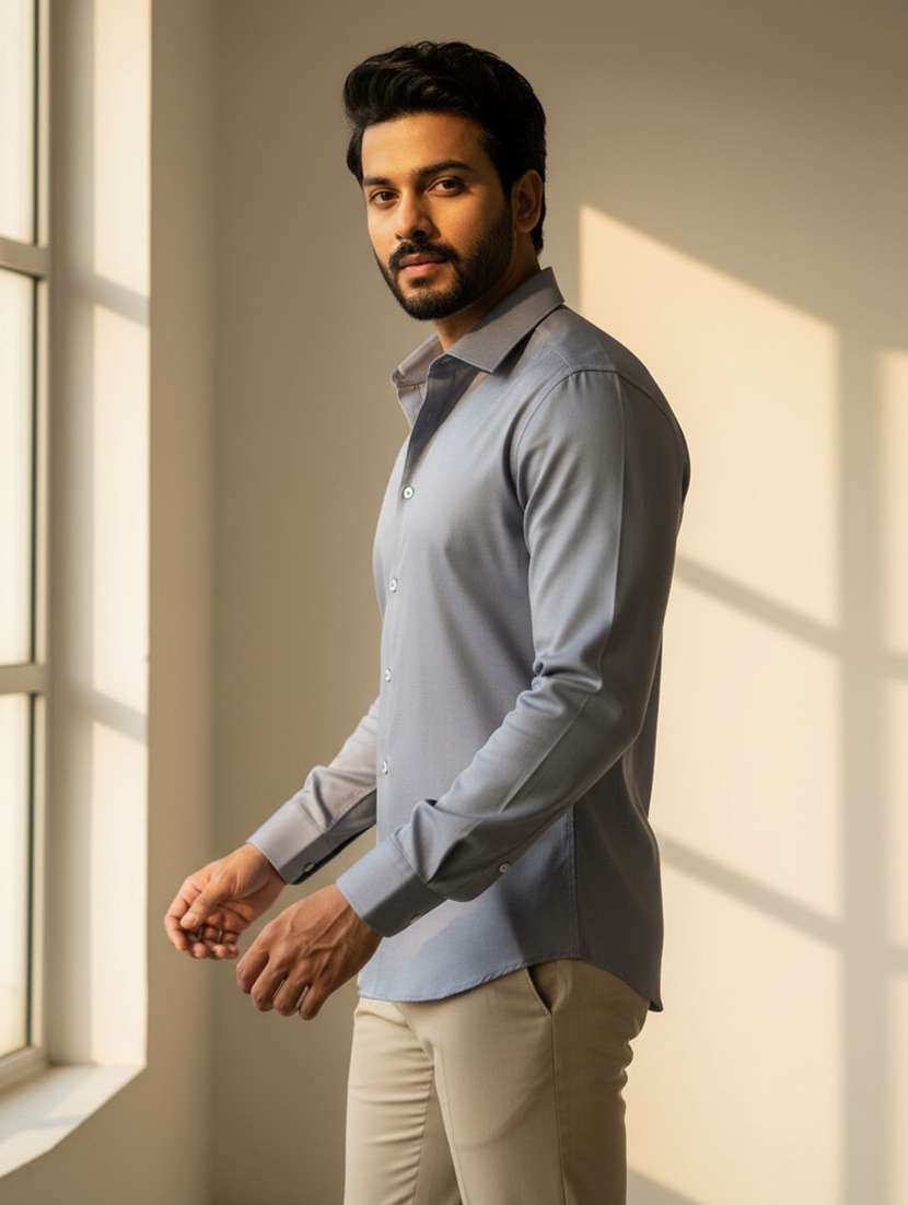 men solid long sleeve regular fit casual shirt - 22442806 -  Standard Image - 1