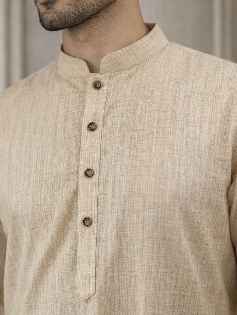 men self design mandarin neck long kurta - 22442837 -  Standard Image - 1