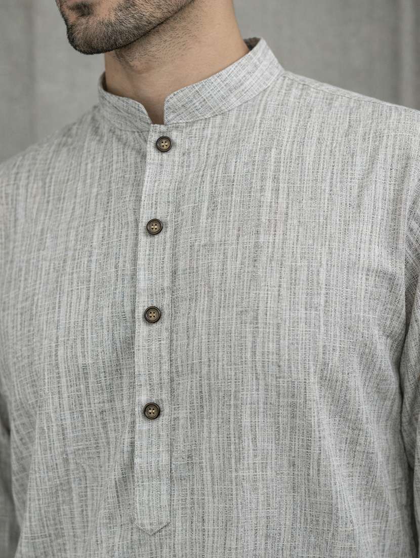 men self design mandarin neck long kurta - 22442841 -  Standard Image - 1