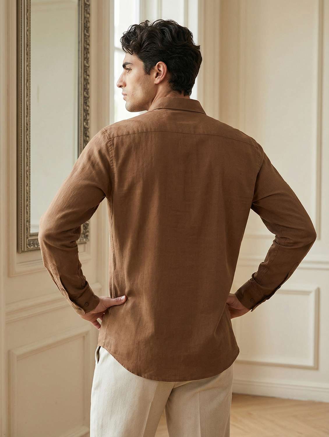 men solid mandarin neck short kurta - 22442906 -  Standard Image - 4