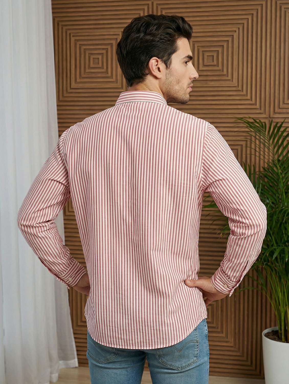 men striped mandarin neck short kurta - 22442911 -  Standard Image - 4