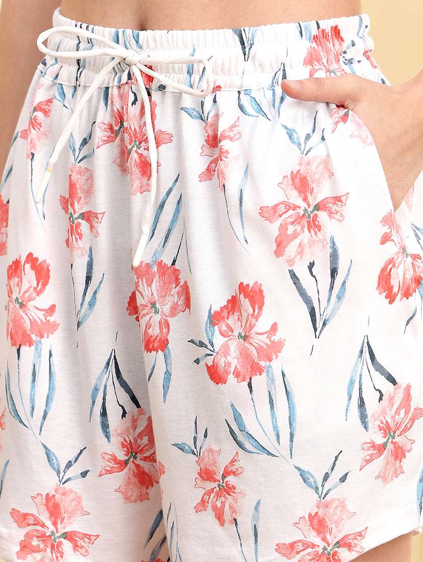 women printed mid rise loungewear shorts - 22442928 -  Standard Image - 1