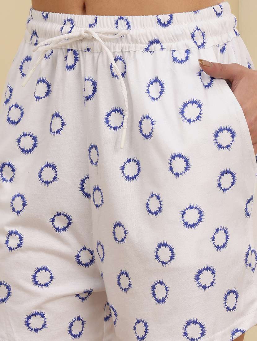 women printed mid rise loungewear shorts - 22442930 -  Standard Image - 1