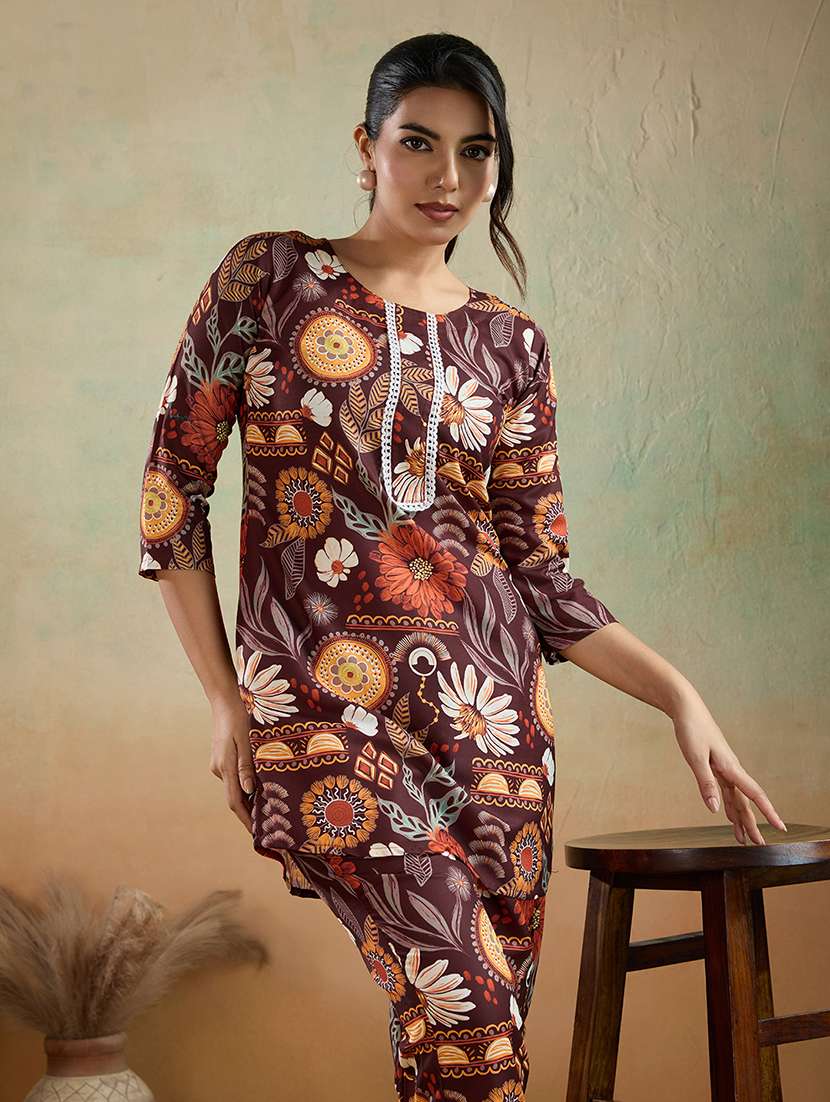 women brown kurta pant set - 22442943 -  Standard Image - 1