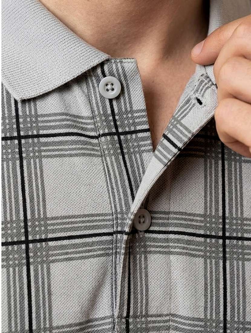 men checkered short sleeve regular fit polo t-shirt - 22442984 -  Standard Image - 1