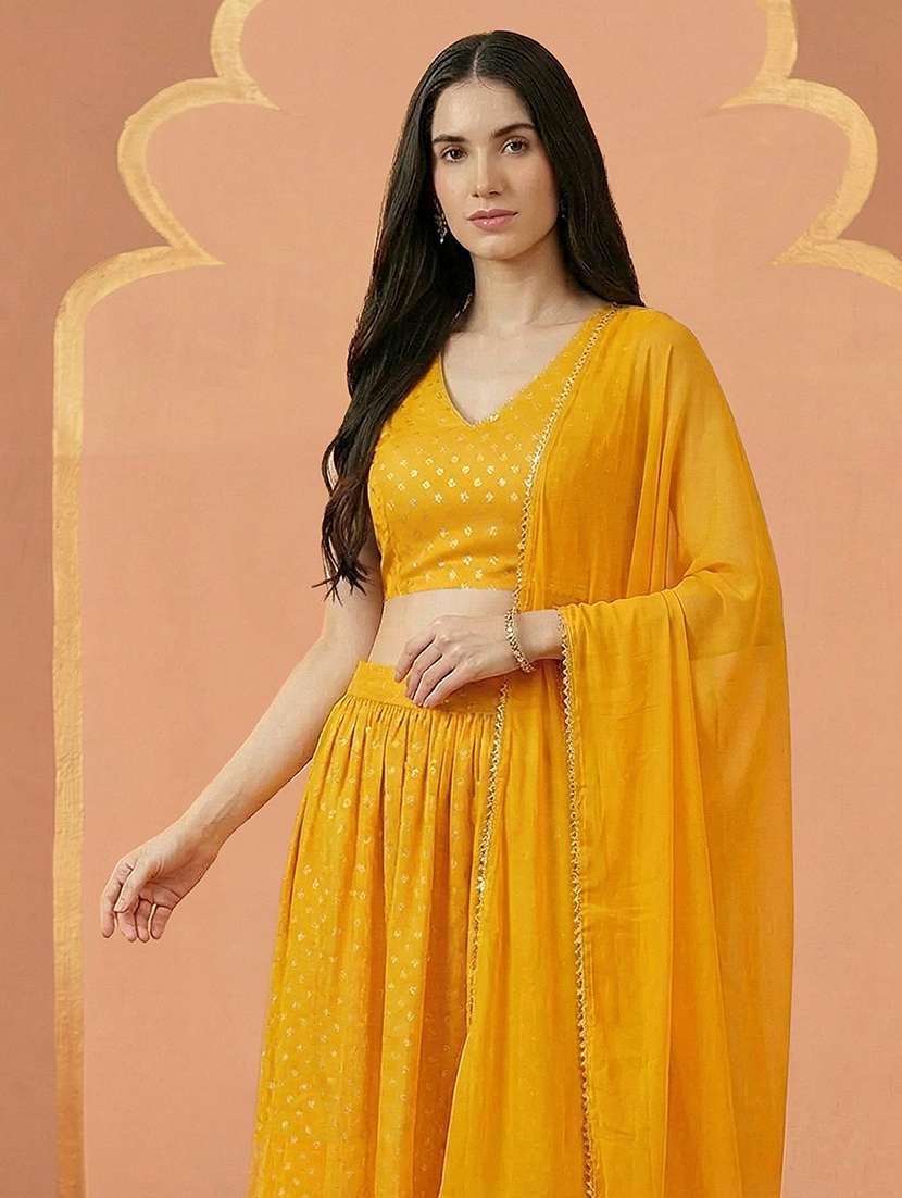 women mustard flared lehenga - 22443015 -  Standard Image - 1