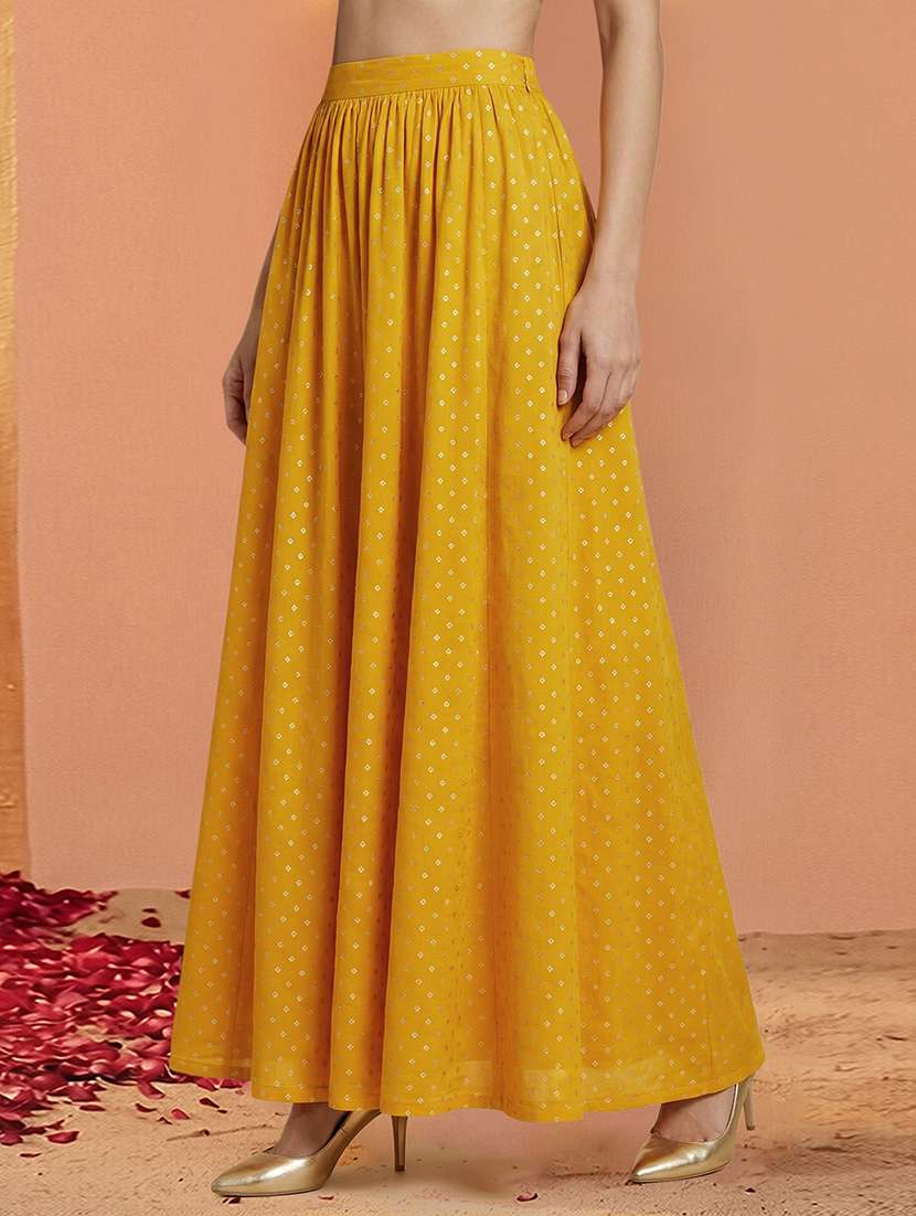 women mustard flared lehenga - 22443015 -  Standard Image - 4