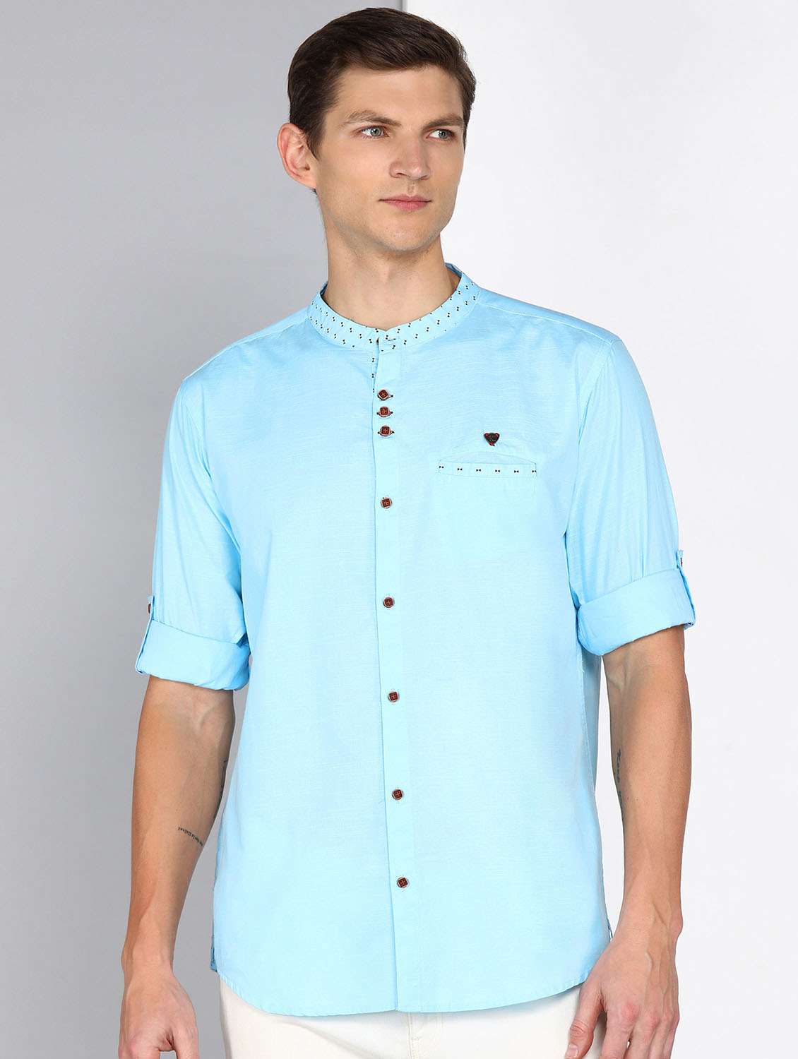 men solid long sleeve regular fit casual shirt