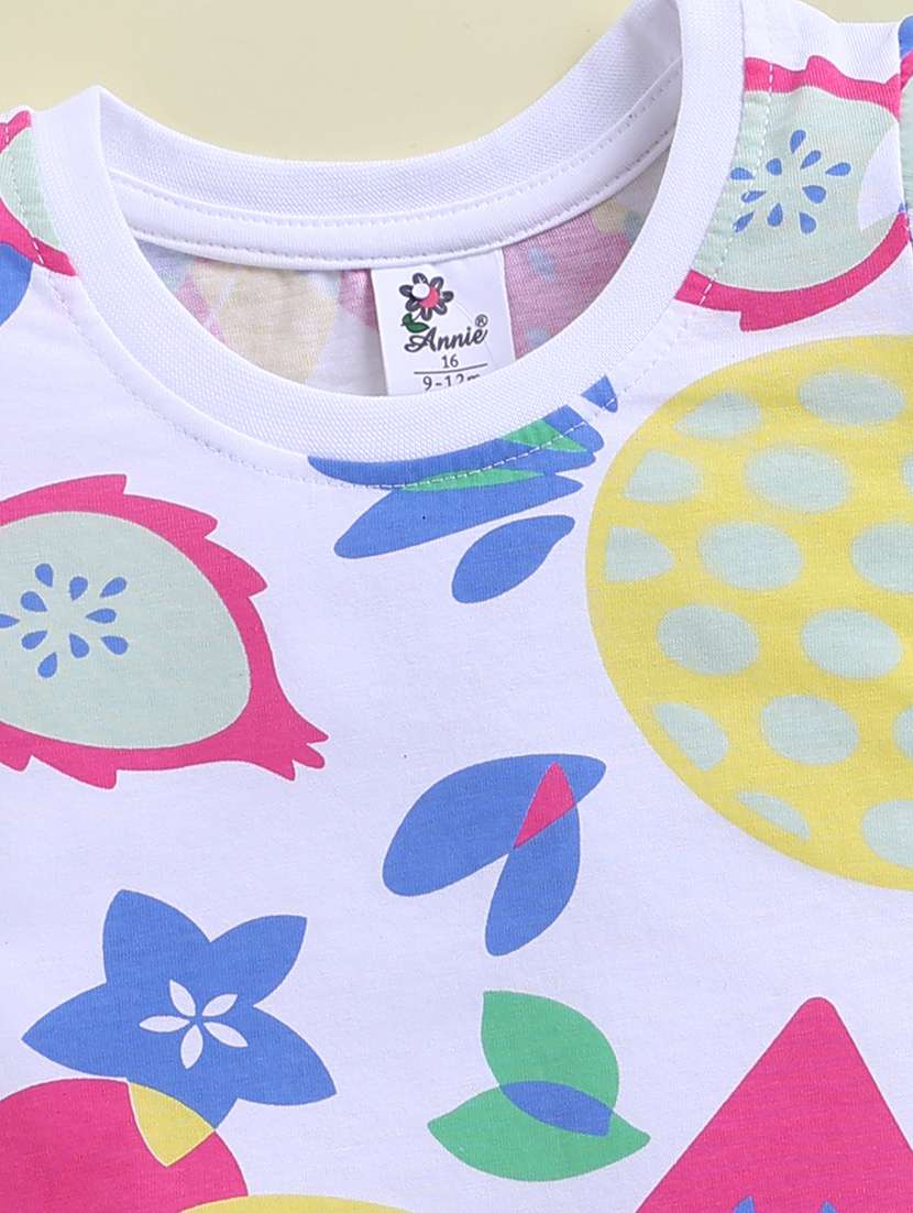 girls white cotton blend shorts & top set co-ord set - 22443312 -  Standard Image - 4