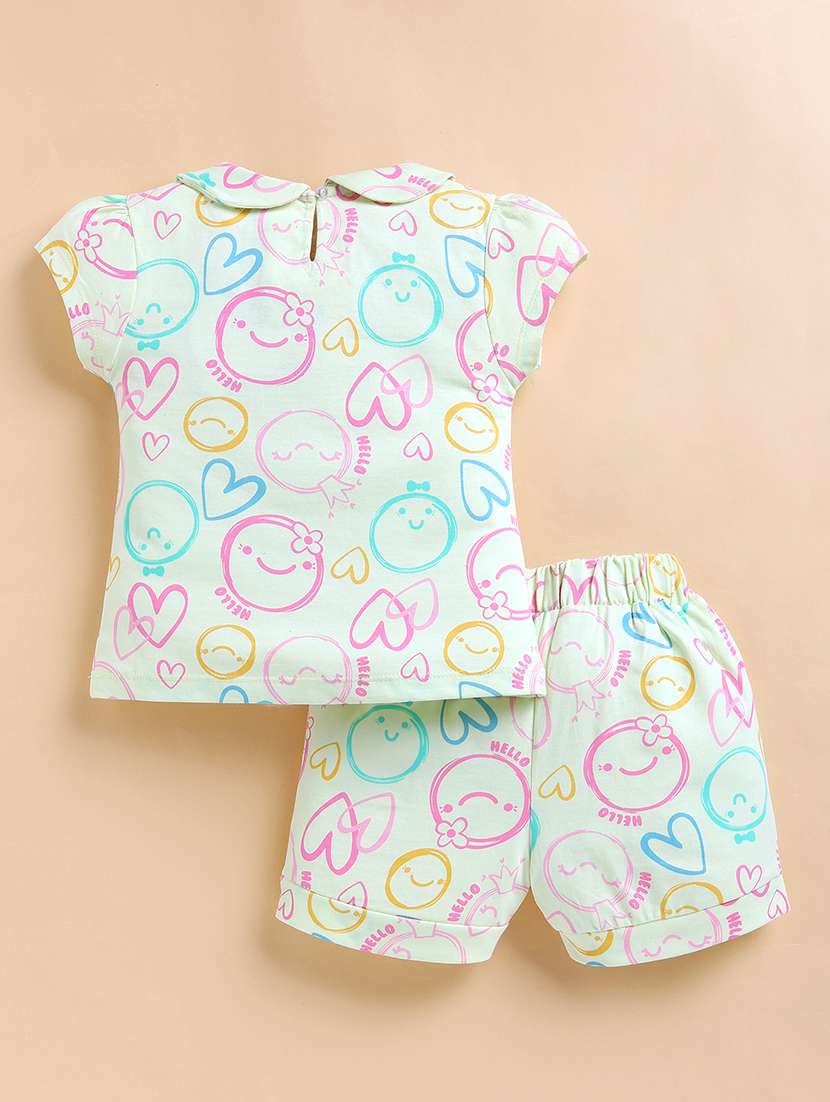 kids yellow cotton blend shorts & top set co-ord set - 22443315 -  Standard Image - 1