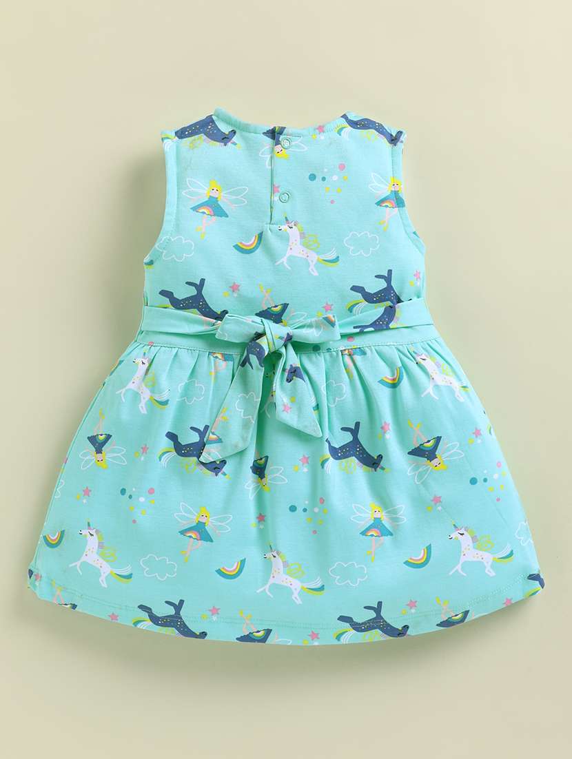 kids green denim frock - 22443323 -  Standard Image - 1