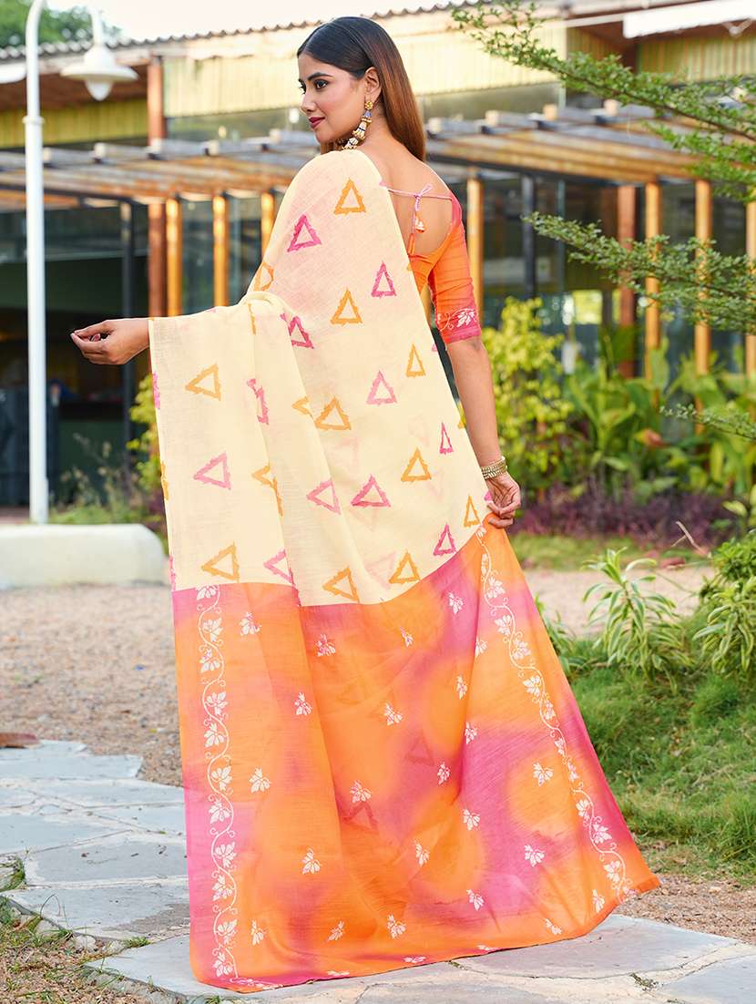 women printed casual wear saree with blouse - 22443370 -  Standard Image - 4