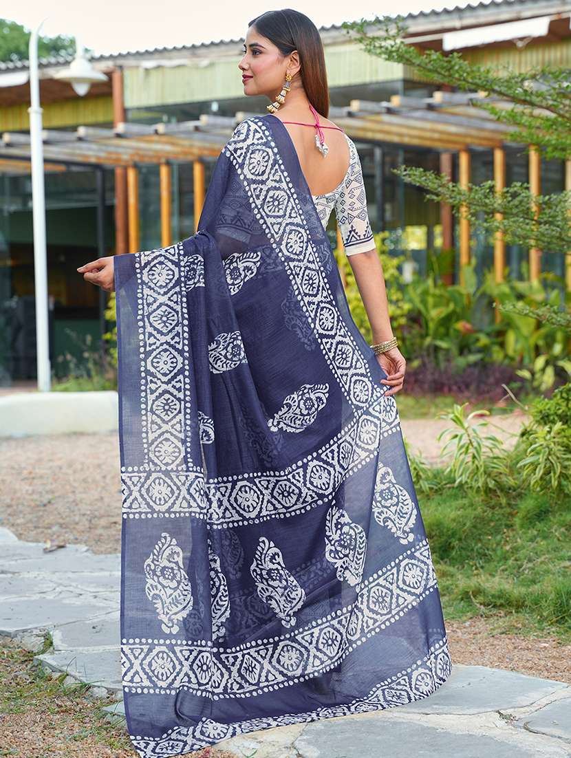 women printed casual wear saree with blouse - 22443374 -  Standard Image - 4