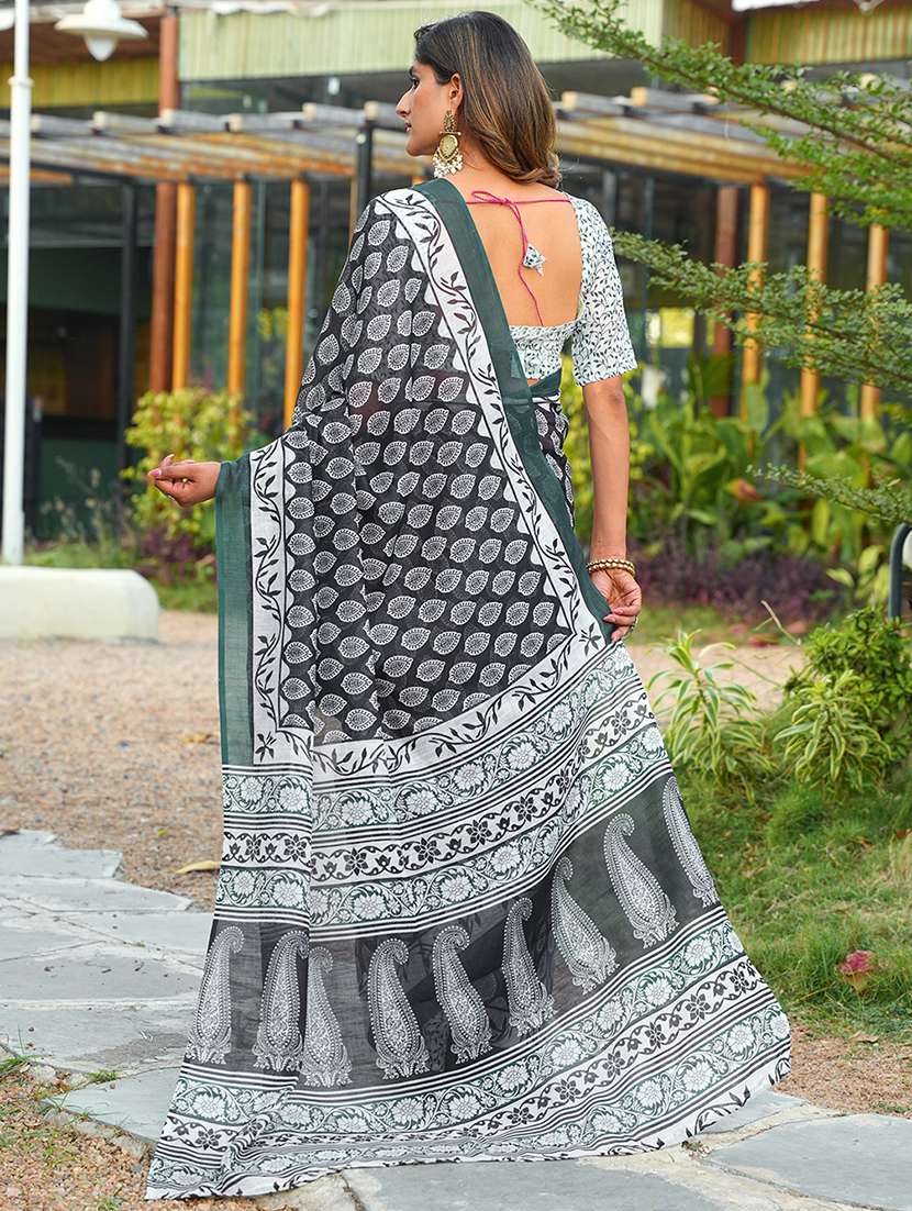 women printed casual wear saree with blouse - 22443379 -  Standard Image - 4