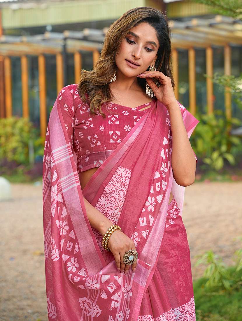 women printed casual wear saree with blouse - 22443380 -  Standard Image - 1