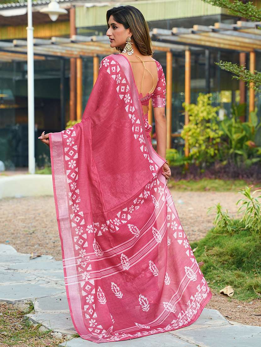 women printed casual wear saree with blouse - 22443380 -  Standard Image - 4