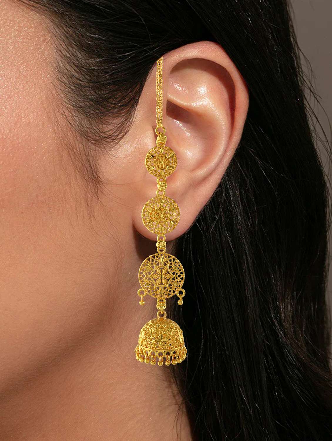 Women Gold Brass Jhumka Earring - 22443398 -  Standard Image - 1