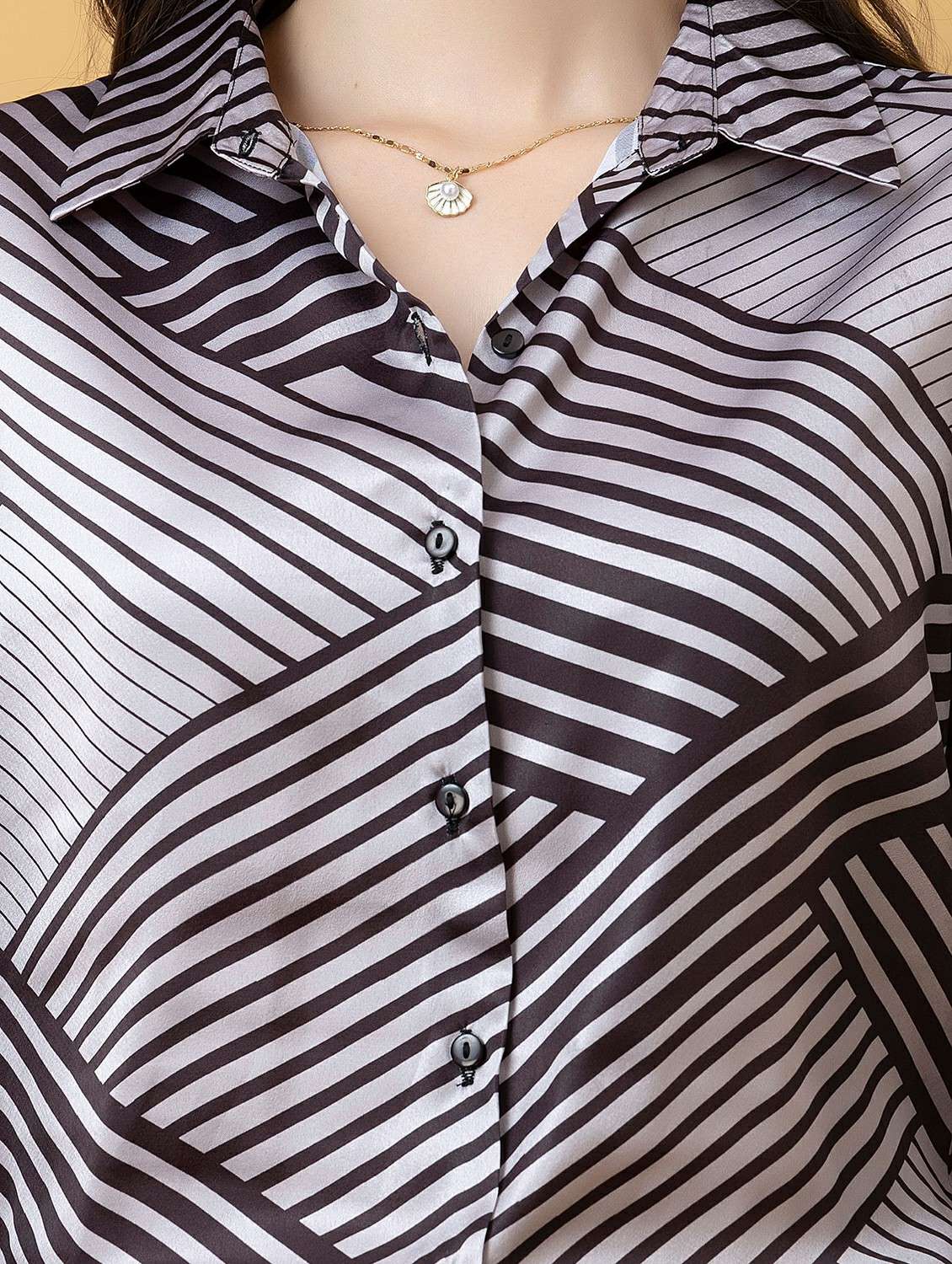 women printed collared long sleeve shirt - 22443483 -  Standard Image - 1